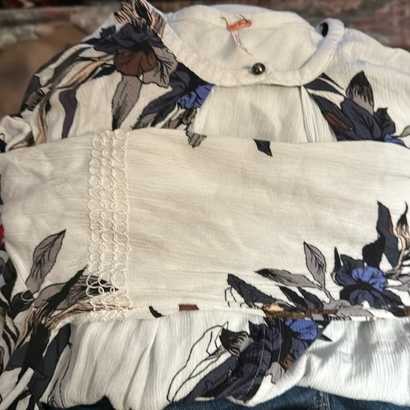 Free People Women's Floral Tree Swing Tunic Top / Mini Dress Sz M long sleeves - Picture 9 of 11